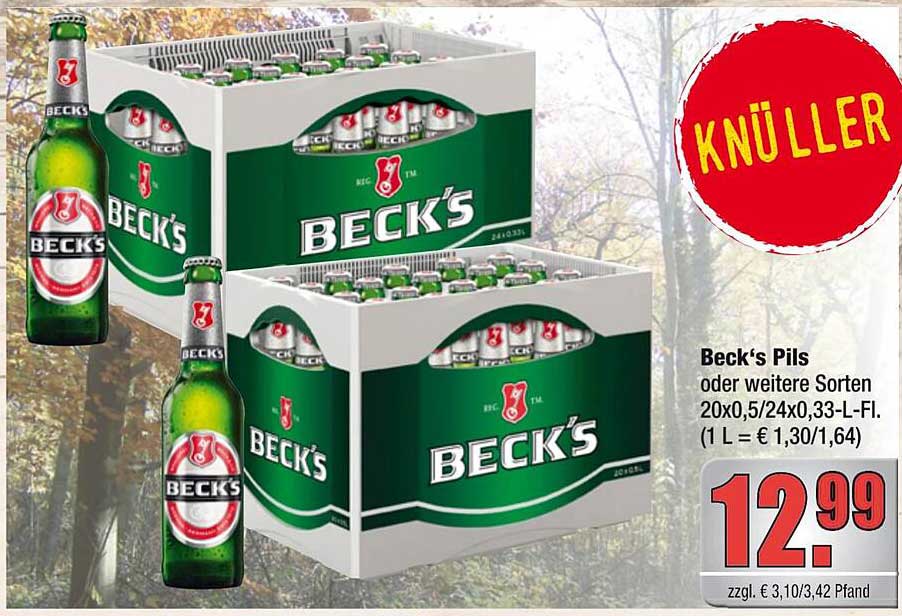 Beck's Pils oder weitere Sorten 20x0,5/24x0,33-L-Fl.