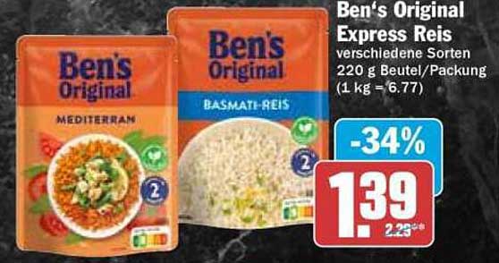 Ben's Original Express Reis verschiedene Sorten 220 g Beutel/Packung