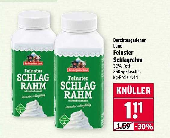 Berchtesgadener Land Feiner Schlagrahm 250-g-Flasche