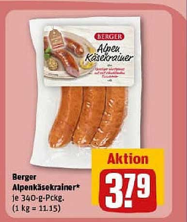 Berger Alpenkäsekrainer je 340-g-Pckg.