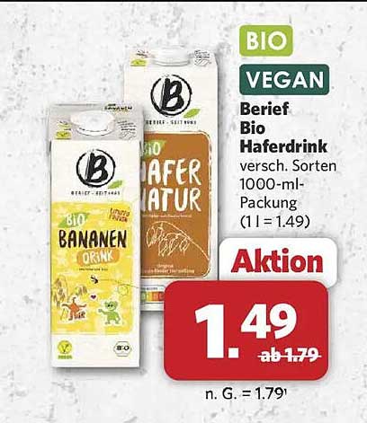 Berief Bio Haferdrink 1000-ml-Packung - Aktion!
