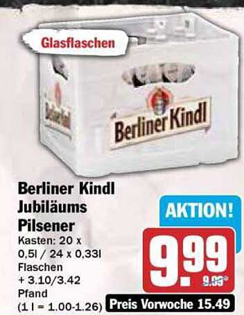 Berliner Kindl Jubiläums Pilsener Kasten 20 x 0,5l