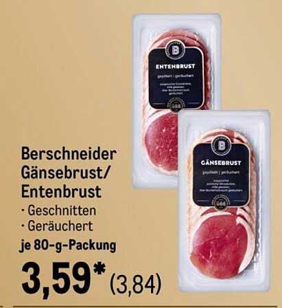 Berschneider Gänsebrust/Entenbrust - Geschitten & Geräuchert je 80-g-Packung