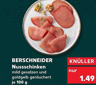 BERSCHNEIDER NussSchinken mild gesalzen und goldgelb geräuchert je 100 g
