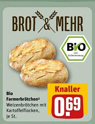 Bio Farmerbrötchen² Weizenbrötchen mit Kartoffelflocken, je St.
