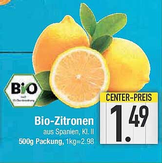 Bio-Zitronen aus Spanien, Kl. II