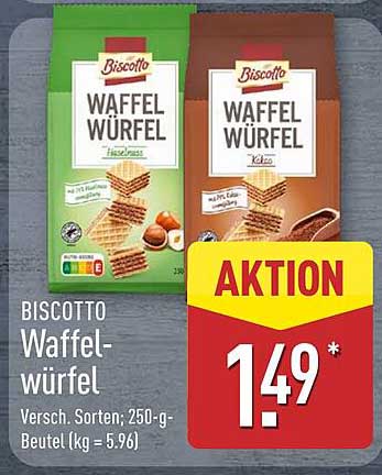 Biscotto Waffelwürfel – Verschiedene Sorten, 250-g-Beutel