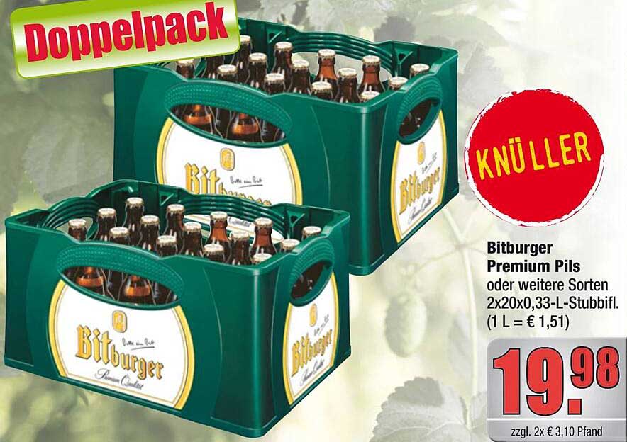 Bitburger Premium Pils Doppelpack 2x20x0,33-L-Stubbifl.