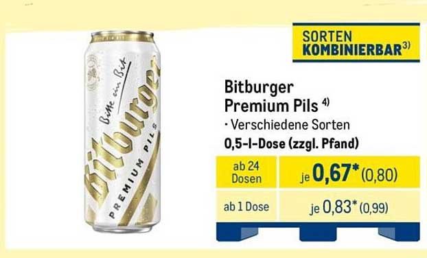 Bitburger Premium Pils - Verschiedene Sorten 0,5-l-Dose (zzgl. Pfand)