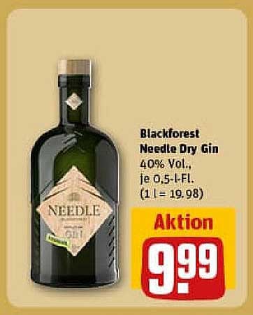 Blackforest Needle Dry Gin 40% Vol., je 0,5-L-Flasche - nur 9,99 €!