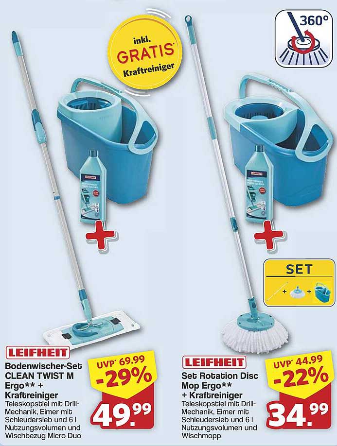 Bodenwischer-Set CLEAN TWIST M Ergo** + Kraftreiniger