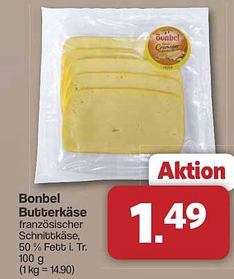 Bonbel Butterkäse - französischer Schnittkäse, 50 % Fett i. Tr.