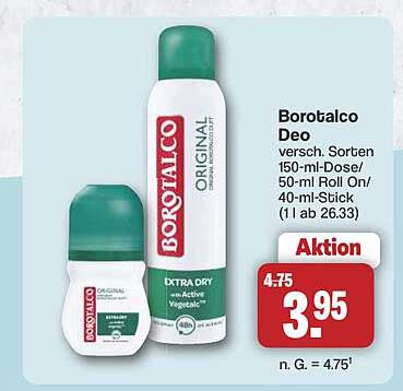 Borotalco Deo - verschiedene Sorten 150-ml-Dose/50-ml Roll On/40-ml-Stick