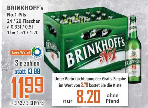 BRINKHOFF’S No.1 Pils 24 Flaschen à 0,33 l