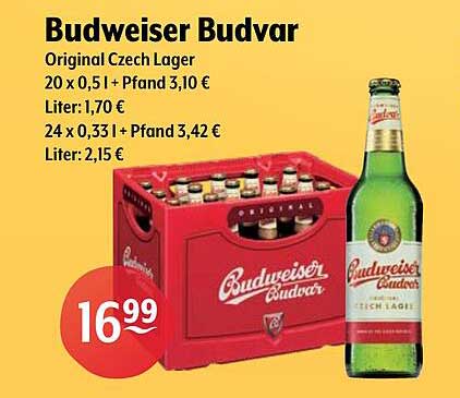 Budweiser Budvar 20 x 0,5 l - Original Czech Lager
