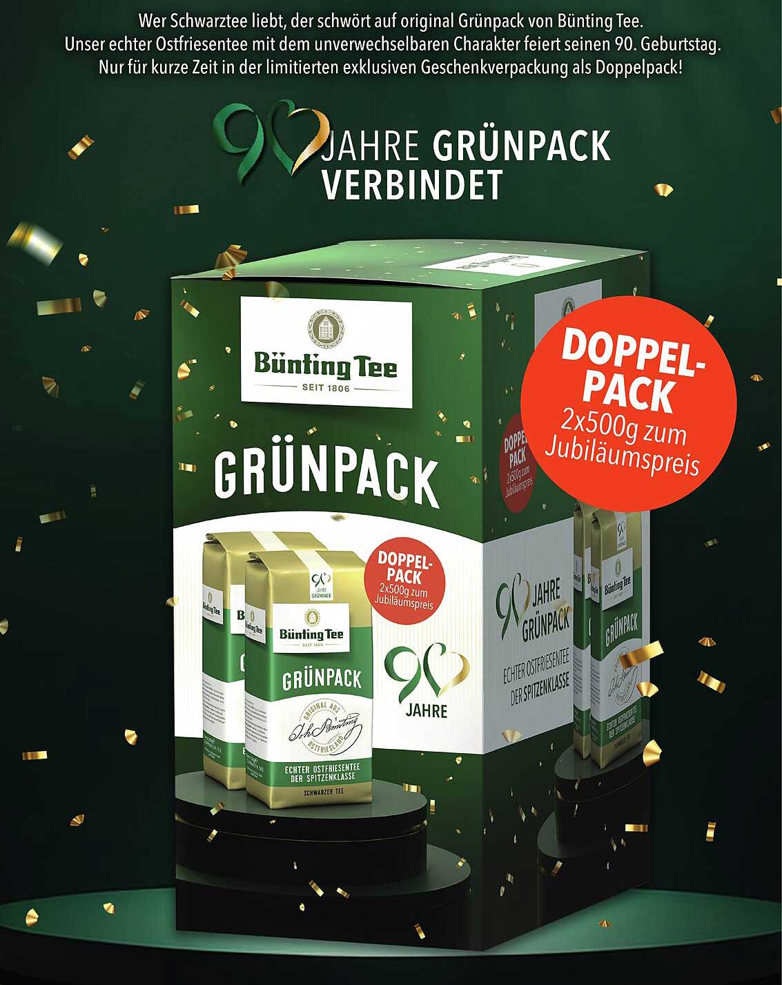 Bünting Tee Grüppack Doppel-Pack 2x500g zum Jubiliäumspreis