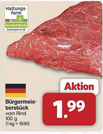 Bürgermeisterstück vom Rind - 100 g für nur 1,99 €