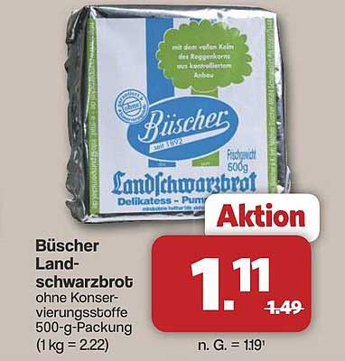 Büschers Land schwarzbrot 500-g-Packung