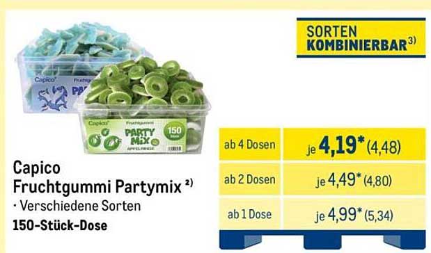 Capico Fruchtgummi Party Mix 150-Stück-Dose