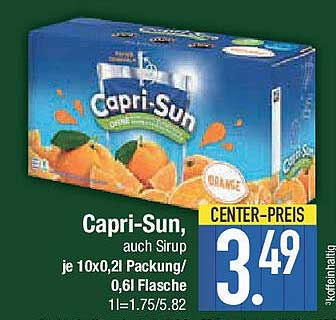 Capri-Sun, auch Sirup - je 10x0,2l Packung/0,6l Flasche