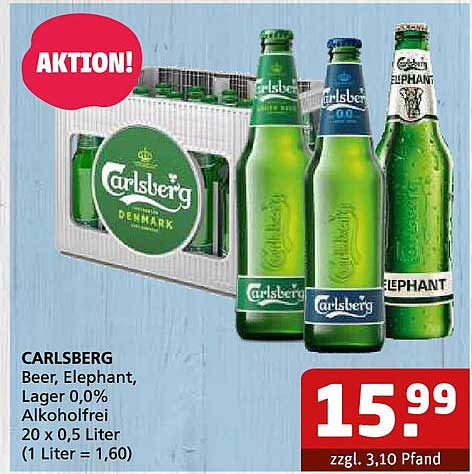 CARLSBERG - Alkoholfreies Bier 0,0% - 20 Flaschen à 0,5 Liter
