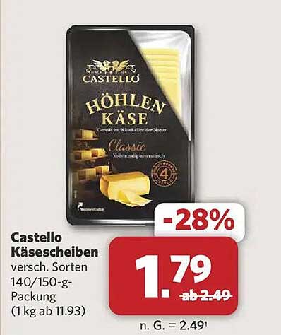 Castello Käse Scheiben - Höhlen Käse, 140/150 g Packung