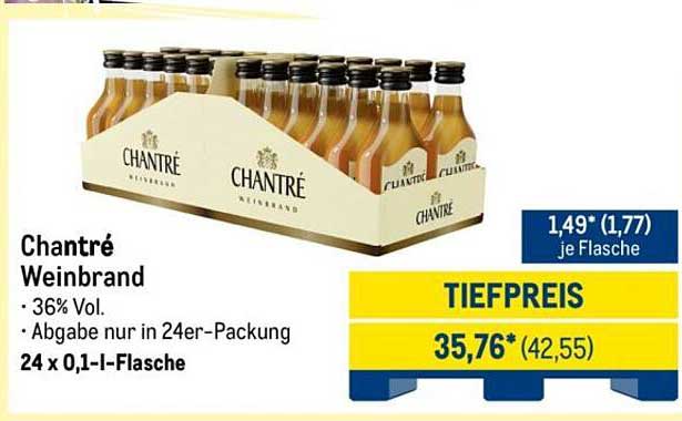 Chantré Weinbrand 0,1 l Flasche - 24er-Packung