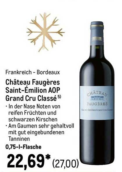 Château Faugères Saint-Émilion AOP Grand Cru Classé 0,75-l-Flasche