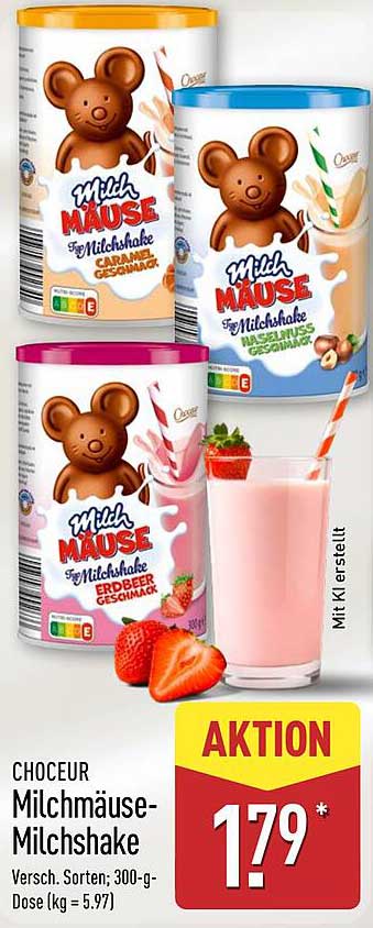 Choceur Milchmäuse-Milchshake – Versch. Sorten; 300-g-Dose (kg = 5,97)