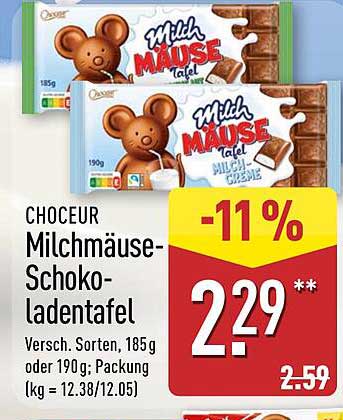 Choceur Milchmäuse-Schokoladentafel