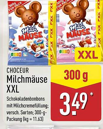 CHOCEUR Milchmäuse XXL 300 g