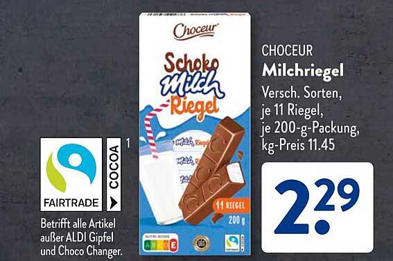 CHOCEUR Schoko Milchriegel 200 g