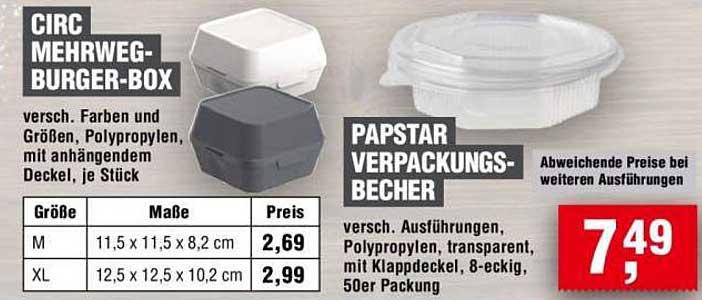 CIRC MEHRWEG-BURGER-BOX & PAPSTAR VERPACKUNGS-BECHER