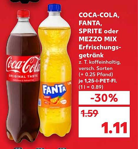 COCA-COLA, FANTA, SPRITE oder MEZZO MIX Erfrischungsgetränk