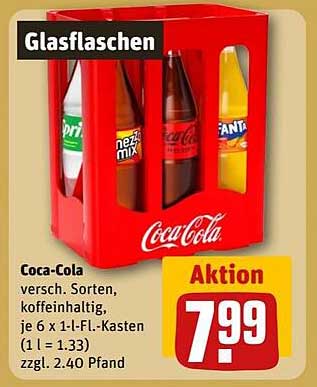 Coca-Cola Glaskasten 6 x 1-L-Flaschen