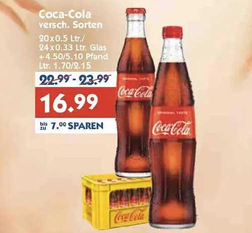 Coca-Cola in verschiedenen Sorten - 20 x 0,5 L