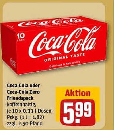 Coca-Cola oder Coca-Cola Zero Friendspack