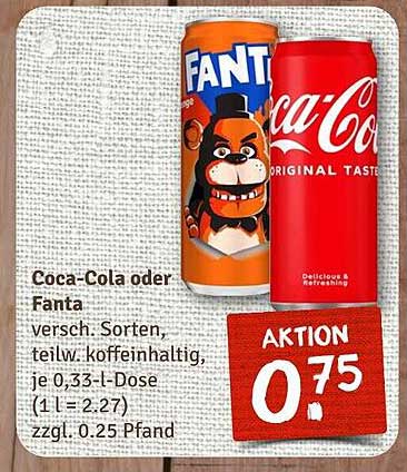 Coca-Cola oder Fanta - 0,33 l Dose für nur 0,75 €