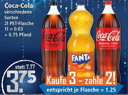 Coca-Cola verschiedene Sorten 2l PET-Flasche