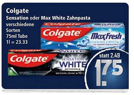 Colgate Sensation oder Max White Zahnpasta 75ml