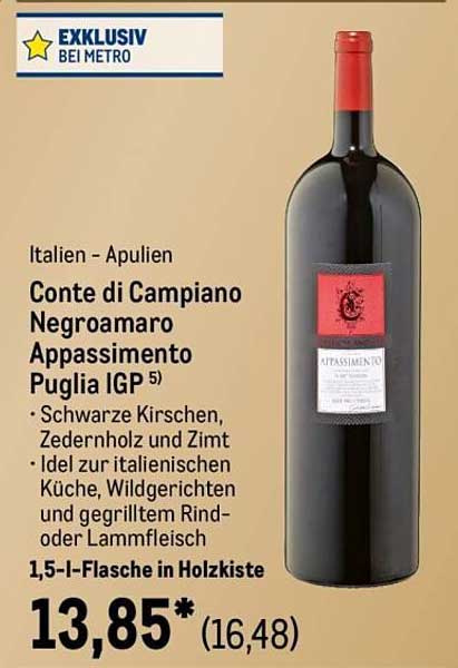 Conte di Campiano Negroamaro Appassimento Puglia IGP