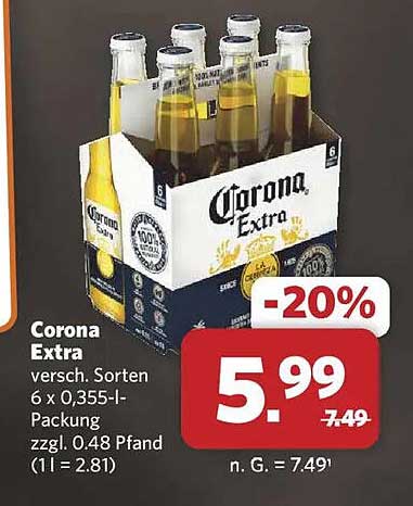 Corona Extra 6 x 0,355 l - Jetzt für nur 5,99 €