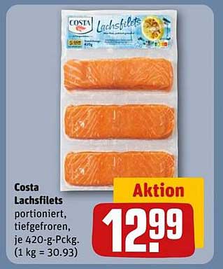 Costa Lachsfilets portioniert, tiefgefroren, je 420-g-Pckg.