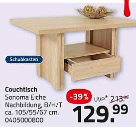 Couchtisch Sonoma Eiche Nachbildung mit Schubkasten