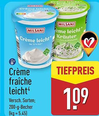 Crème fraîche leicht von MILSANI - verschiedene Sorten