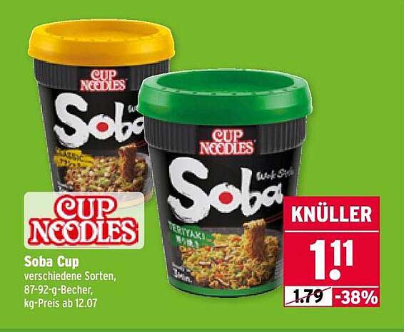 Cup Noodles Soba Cup – verschiedene Sorten, 87-92 g Becher