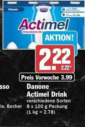 Danone Actimel Drink 8 x 100 g Packung