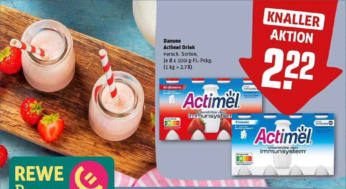 Danone Actimel Drink - versch. Sorten, je 8 x 100-g-Fl. Pckg.