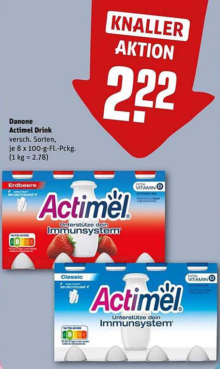 Danone Actimel Drink - verschiedene Sorten, 8 x 100 g
