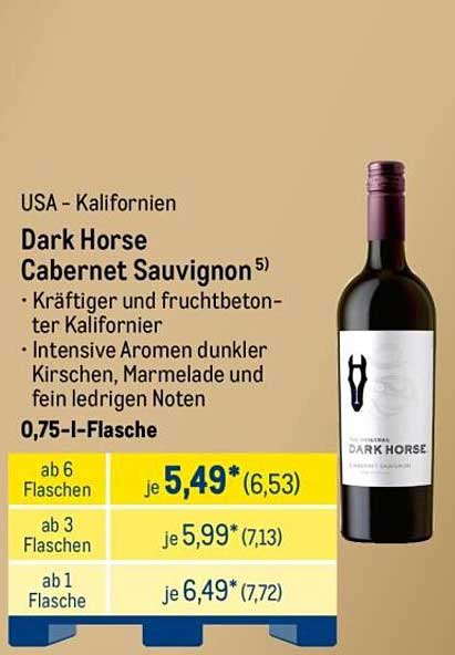 Dark Horse Cabernet Sauvignon 0,75 l - Kalifornien